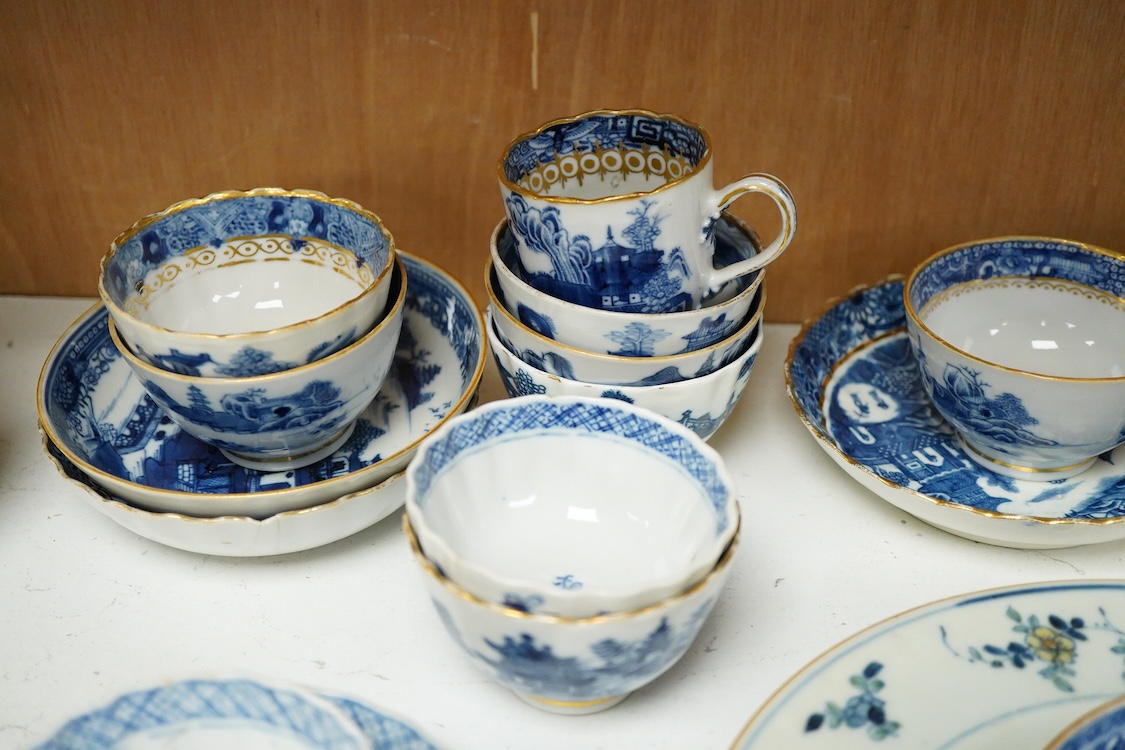 A Chinese Kangxi doucai plate, a group of 18th century Chinese porcelain tea wares and a porcelain bottle probably Korean 19th century, teapot - 15cm high